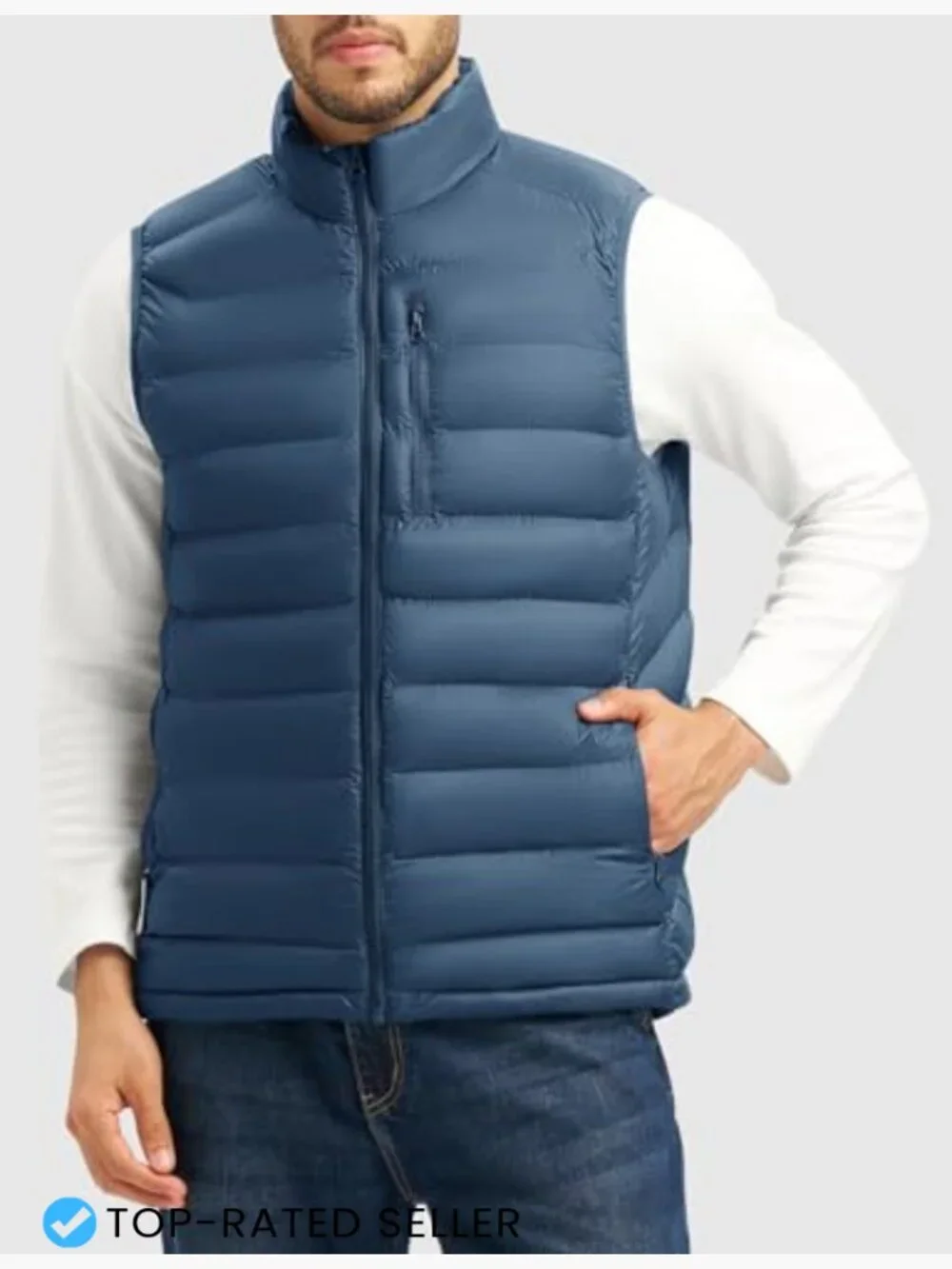 Men's Quilted Puffer Vest Lightweight Insulated Water Resistant Zip Front